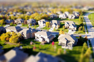 A neighborhood aerial view.