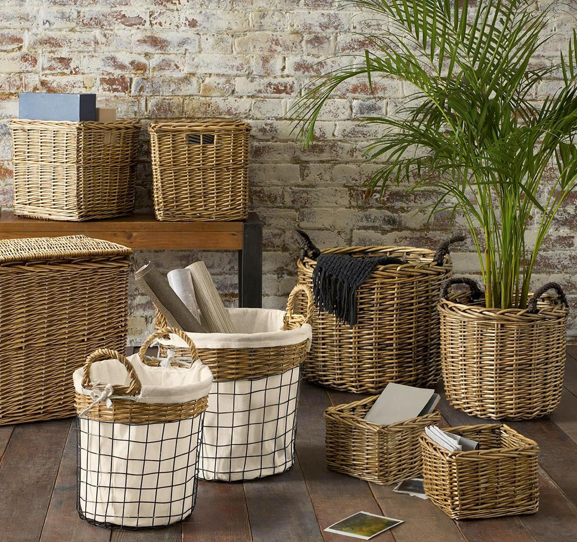 Storage baskets and shelves for organizing