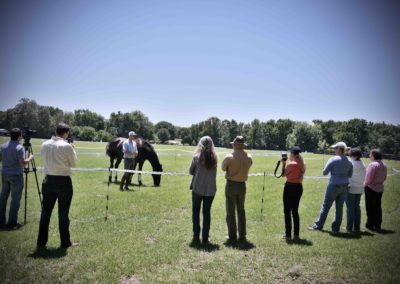 A man speaking to a group of spectators