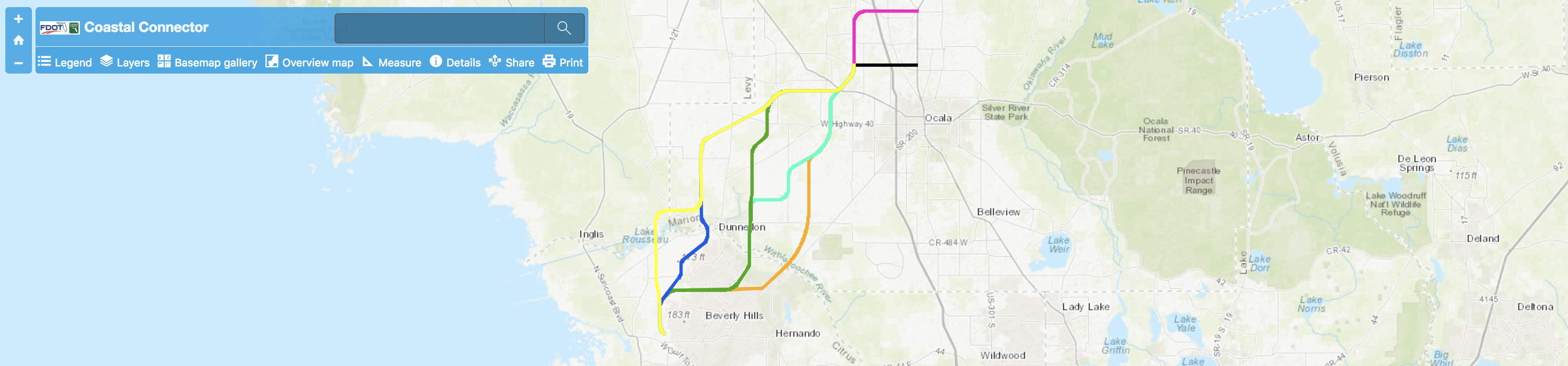 A map of turnpike connections.