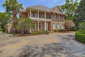 A grand brick home.