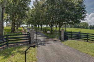 A beautifully gated horse farm.