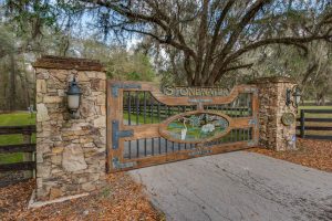 A gorgeous gate with a picturesque design.