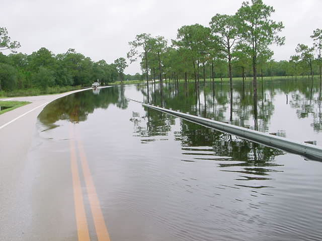 A flooded road