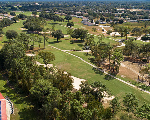 An aerial view of the golf course at On Top of the World