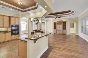 A large kitchen with beautiful woodwork.