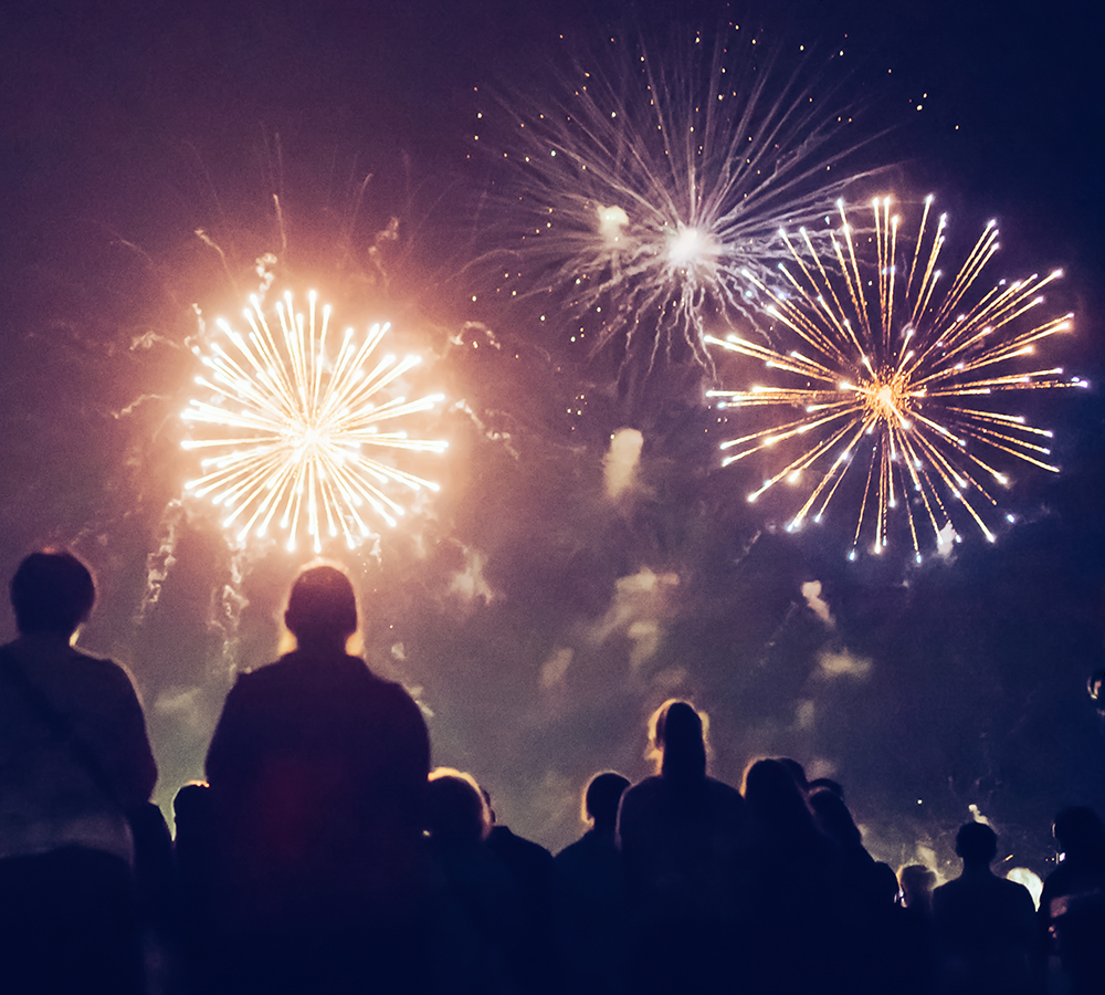 Fireworks in the sky at night