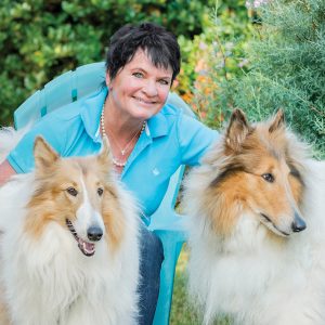 Mary O'Neal with her collies.