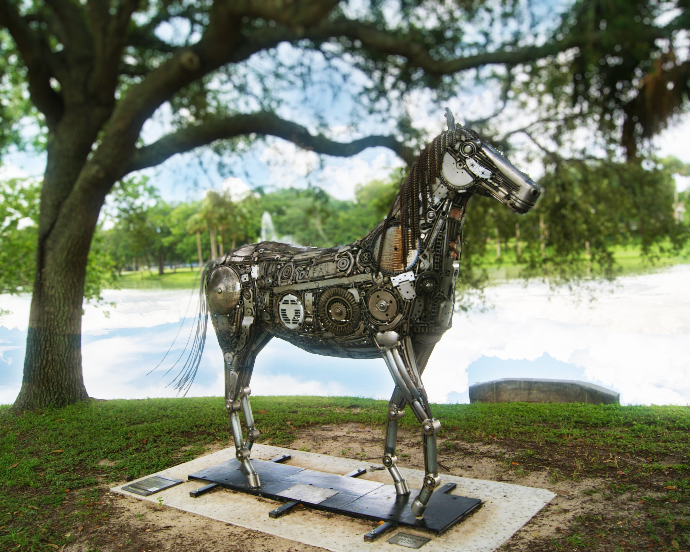 A horse sculpture in Tuscawilla Park