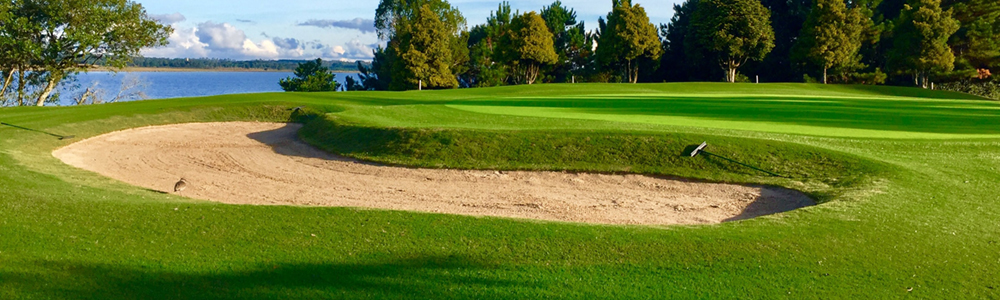 The sand trap at a golf course.