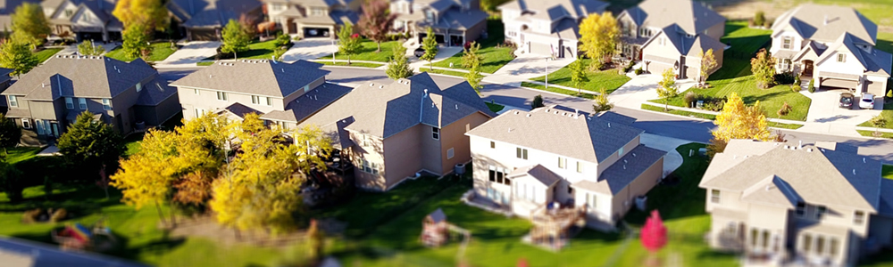 An aerial view of a neighborhood