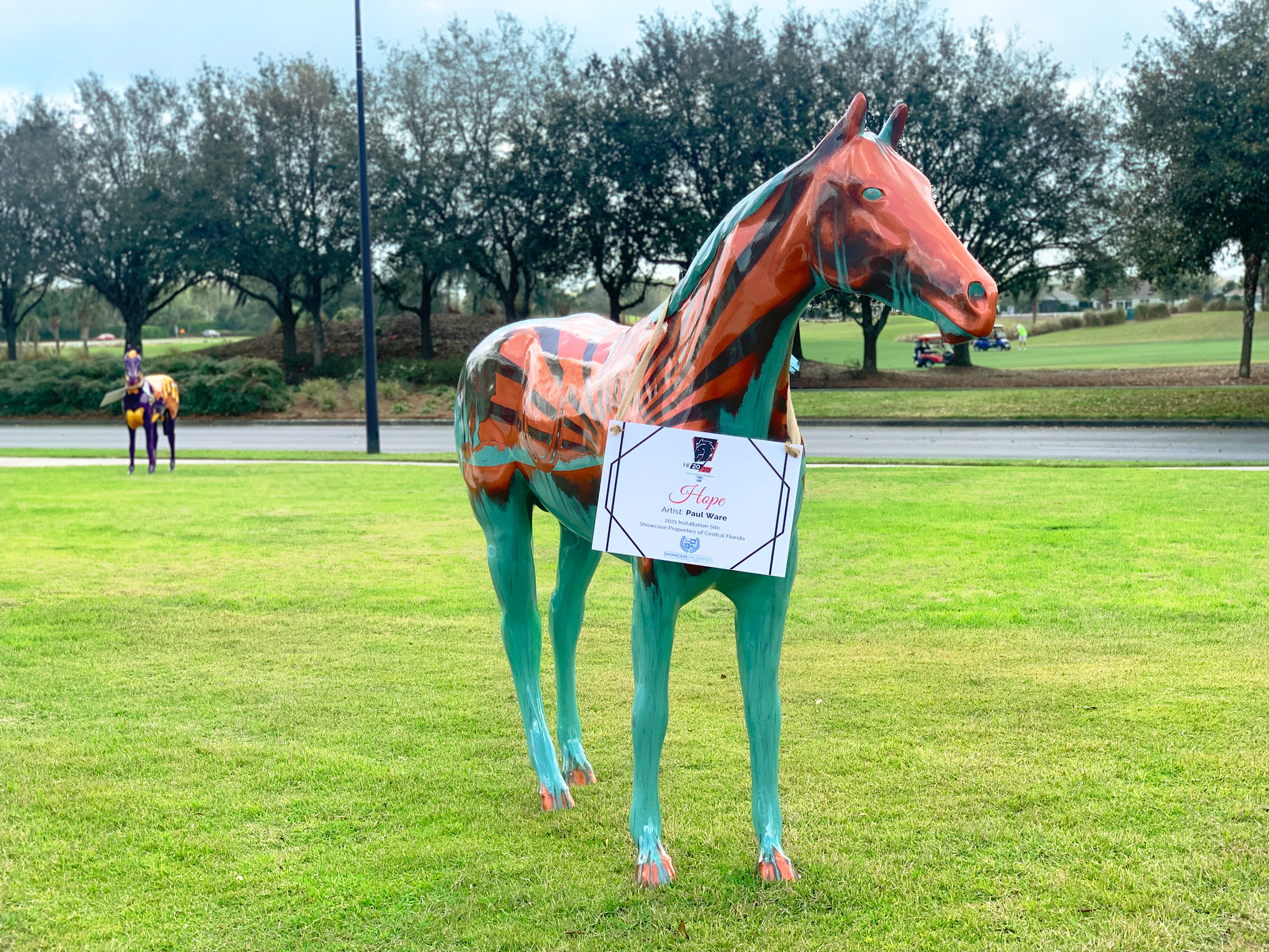 HOPE- Showcase Properties' own Horse Fever horse who will on display at their Ocala office.