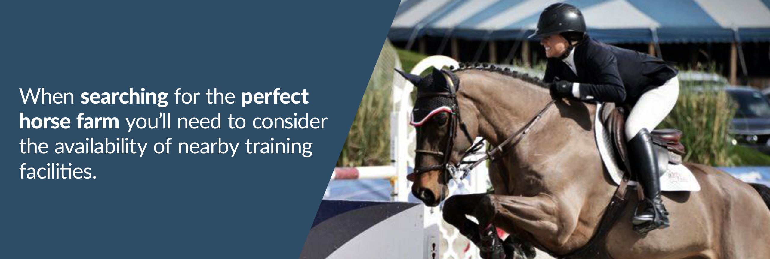 When searching for the perfect horse farm you will need to consider availability to nearby training facilities.