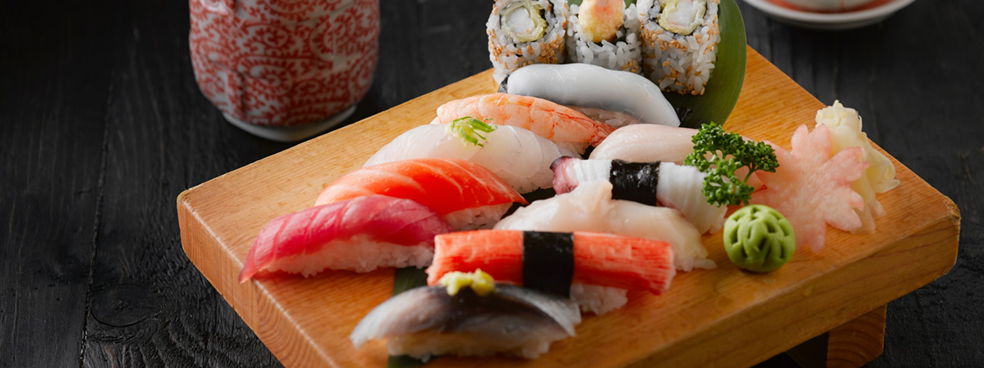 An assortment of sushi.