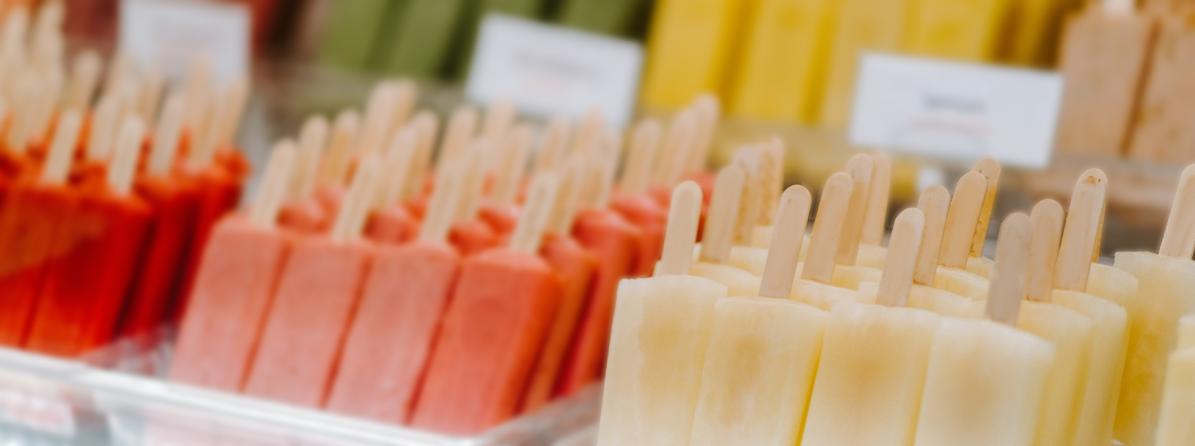 Rows of frozen gourmet popsicles