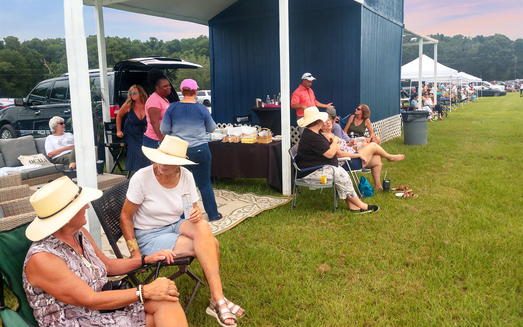Spectators cheering on the polo match.