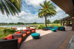 Shady resort style seating at Ocala Preserve.