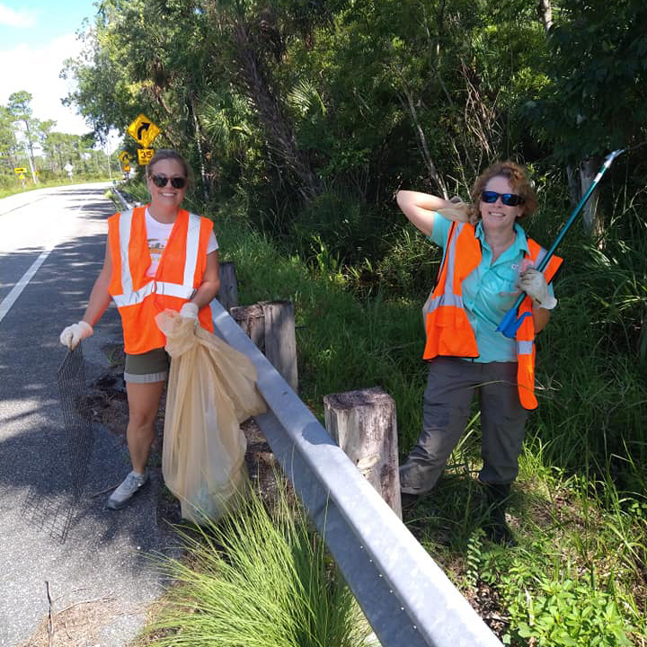 Volunteers working hard.