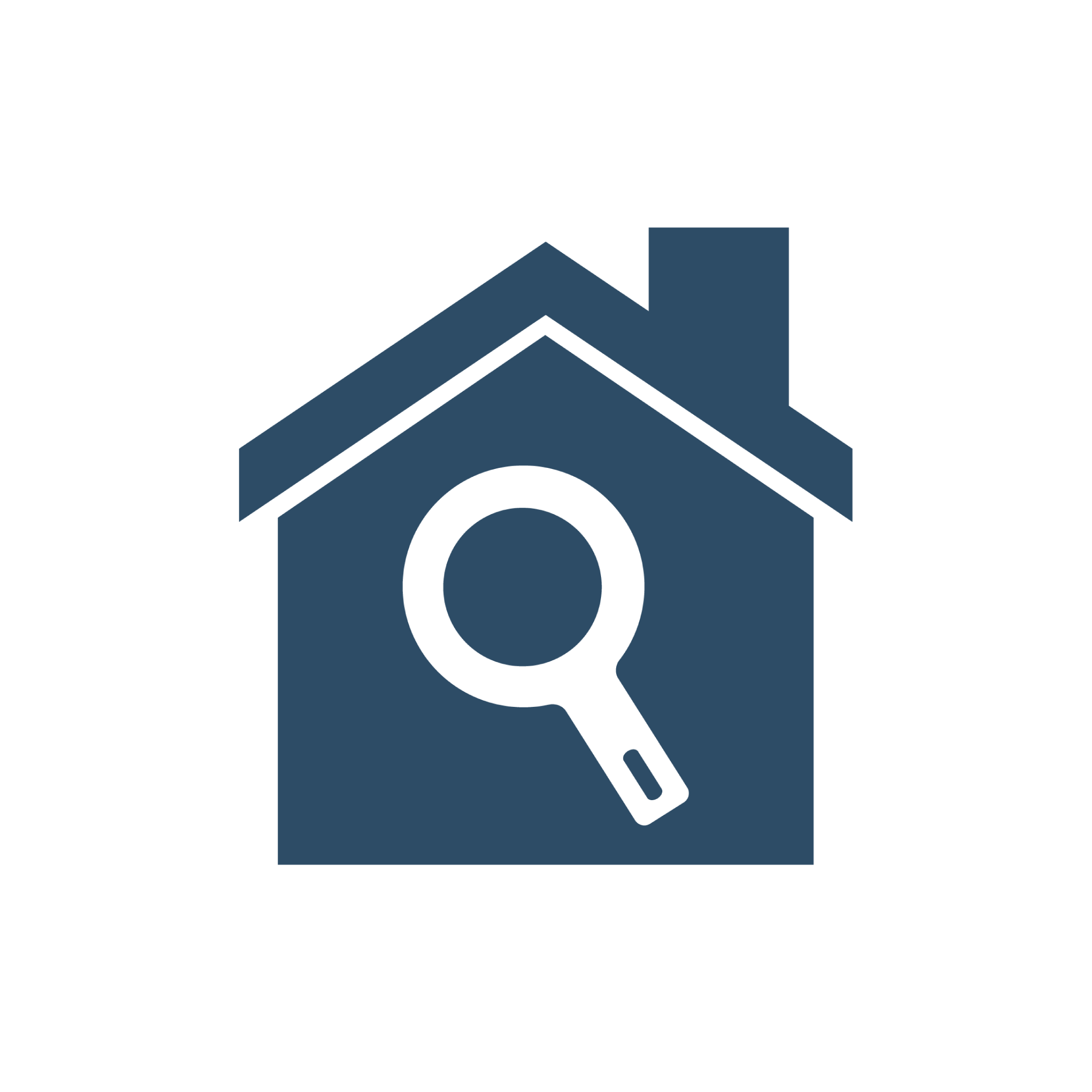 A graphic of a house with magnifying glass.
