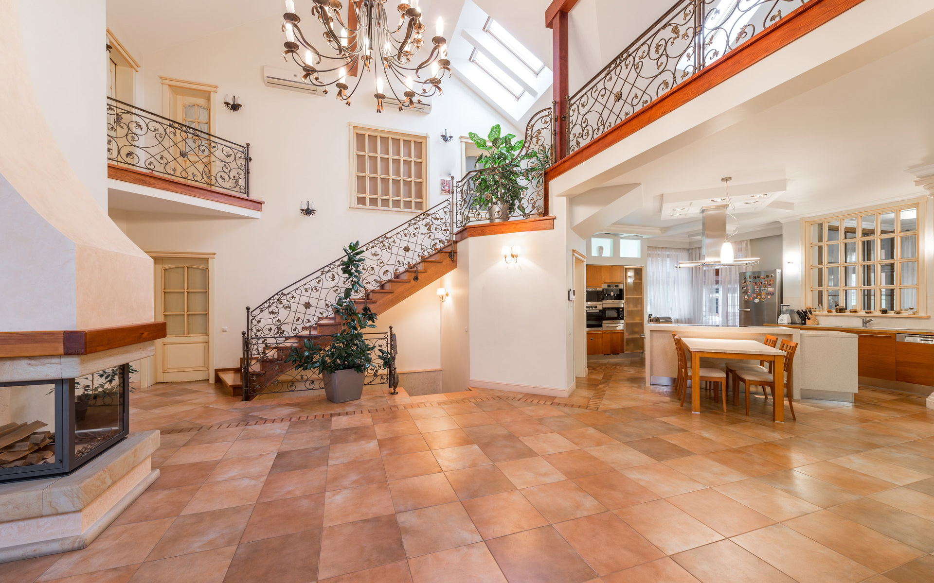 A staircase view of a luxury home