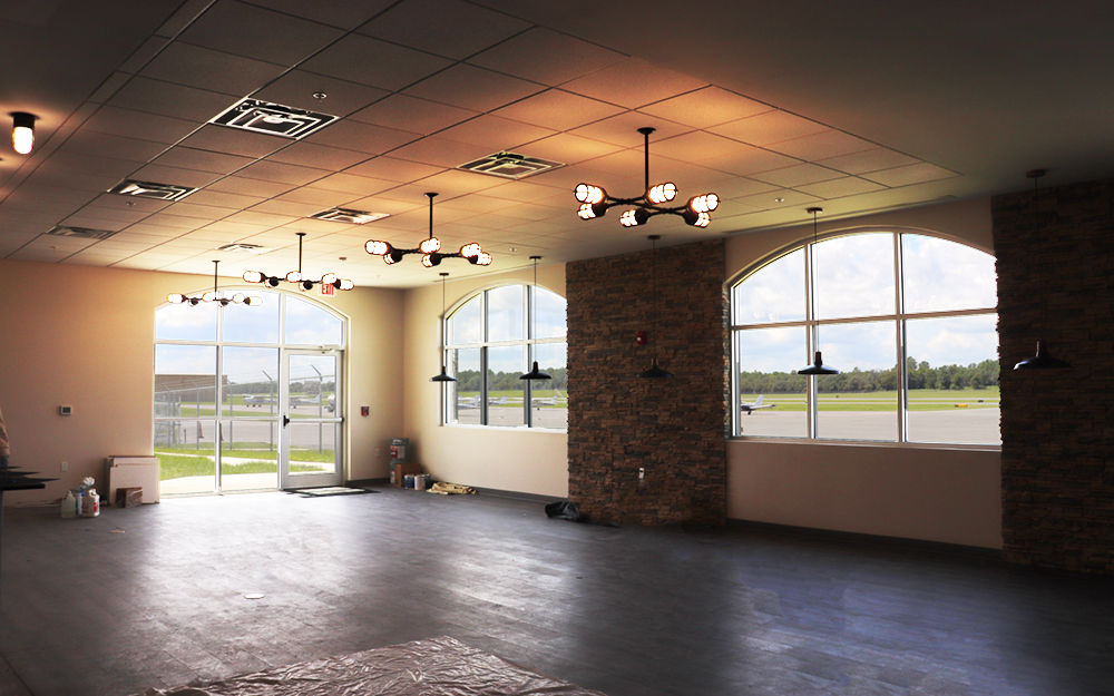 Elevation 89 restaurant interior during construction.