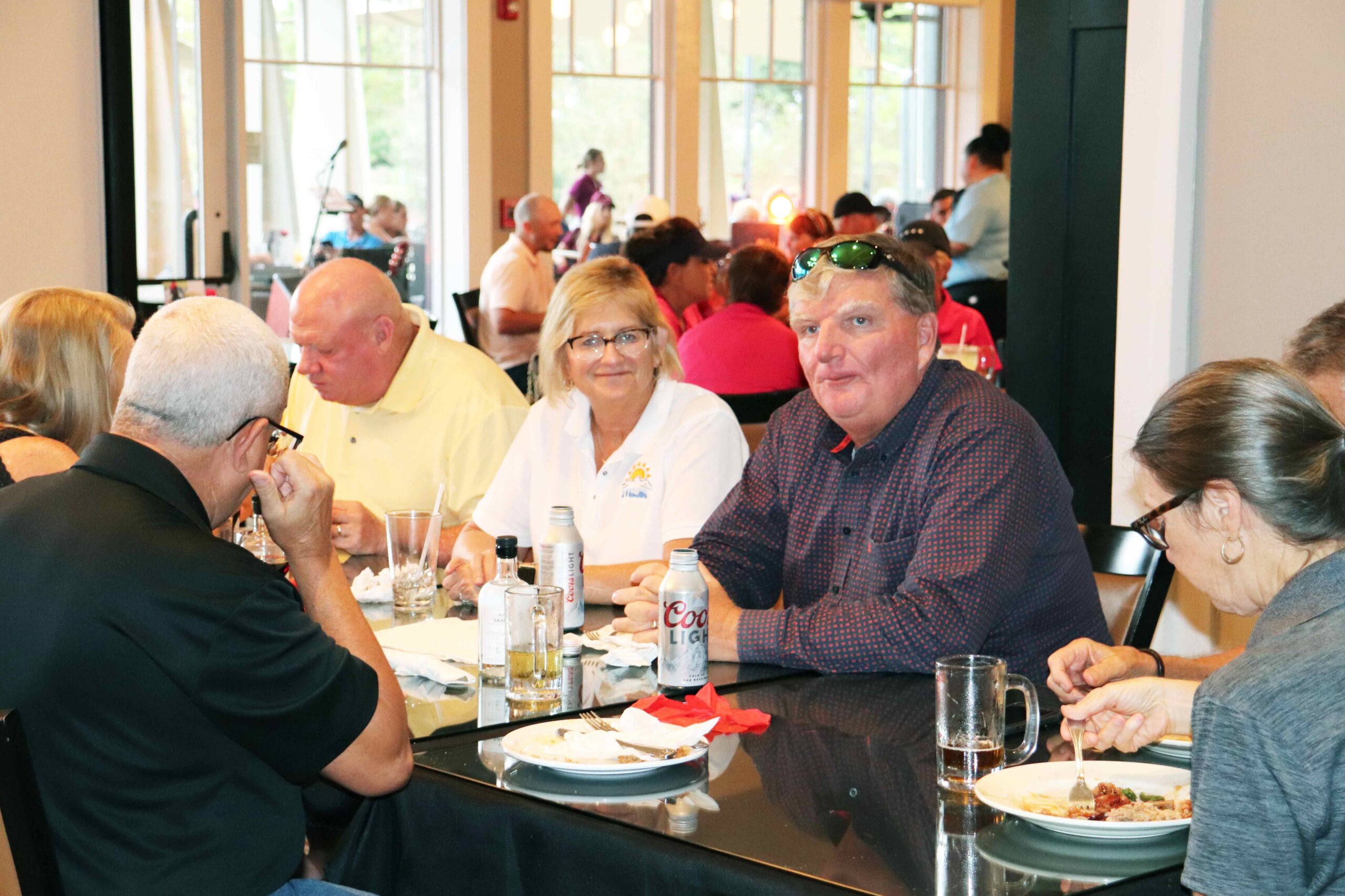 Event attendees enjoying a meal together.