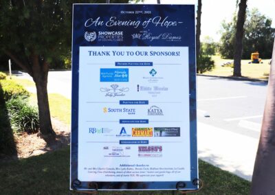 The sponsors board at the Evening of Hope Event