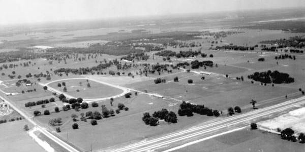 An aerial view of Ocala horse farms from 1965.