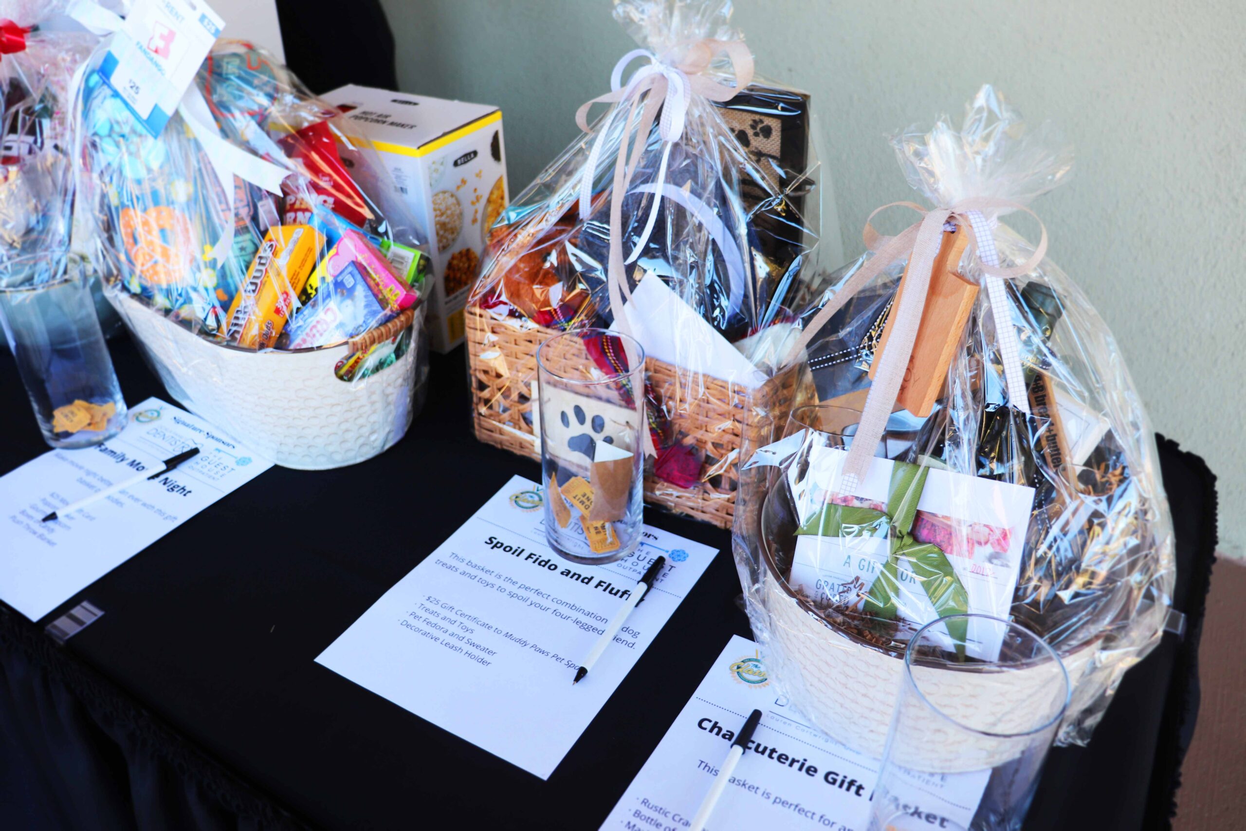 Event gift baskets ready to be won