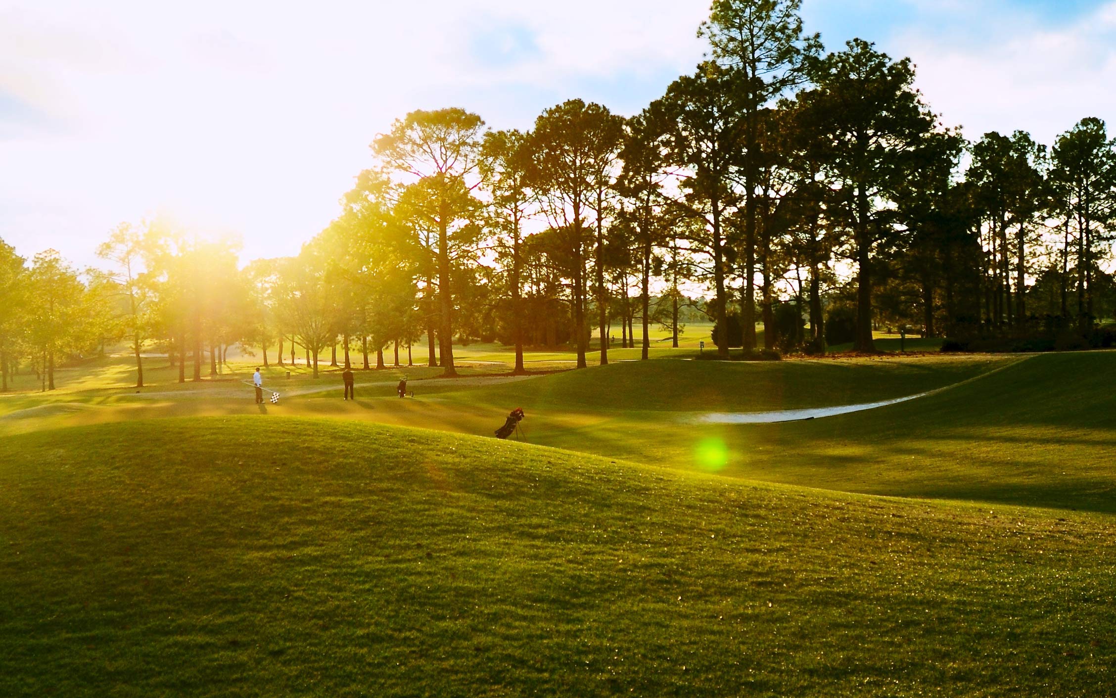A beautiful golf course at sunrise