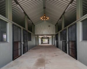 The interior of a beautiful Marion County horse barn.