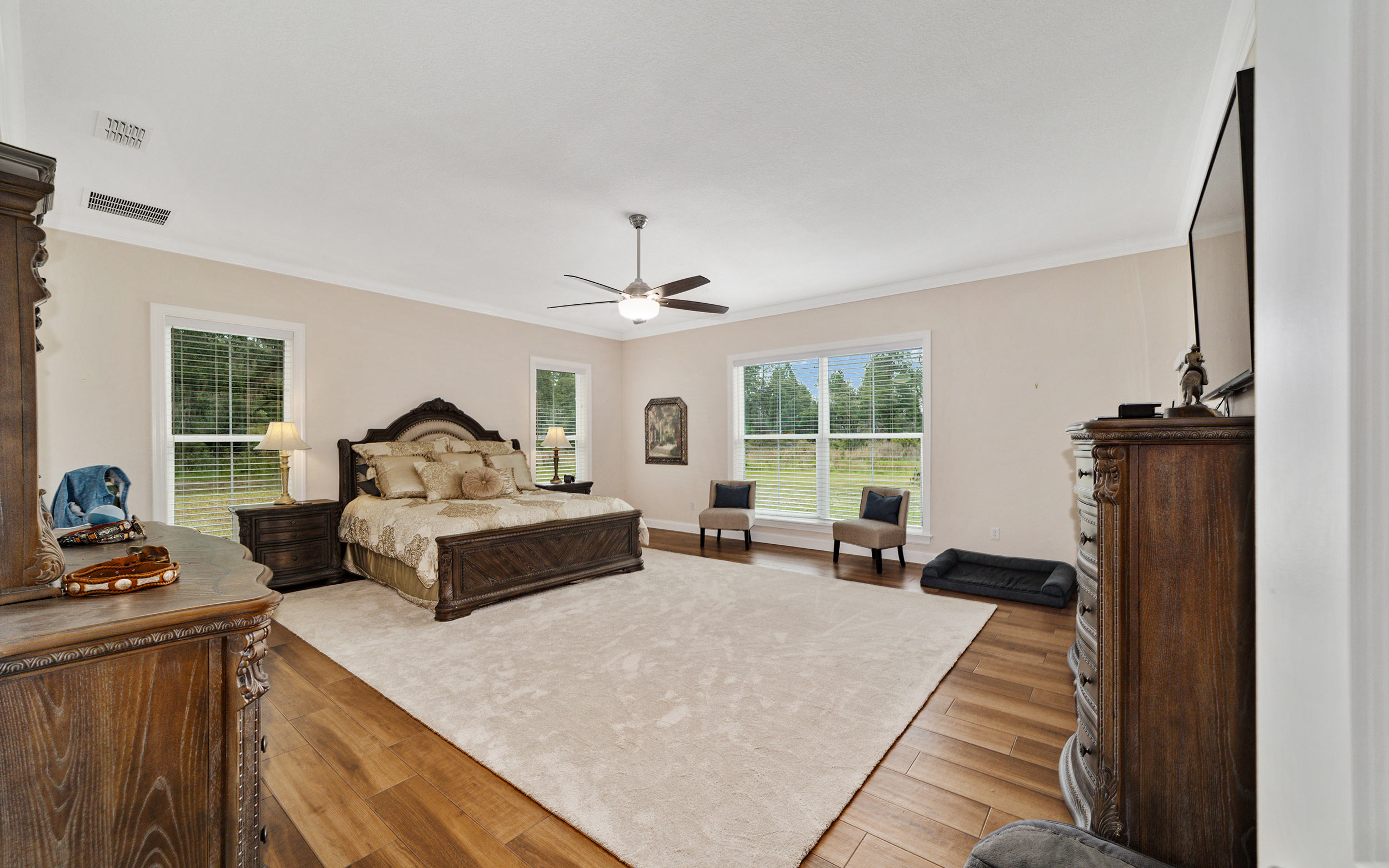 The spacious master bedroom.
