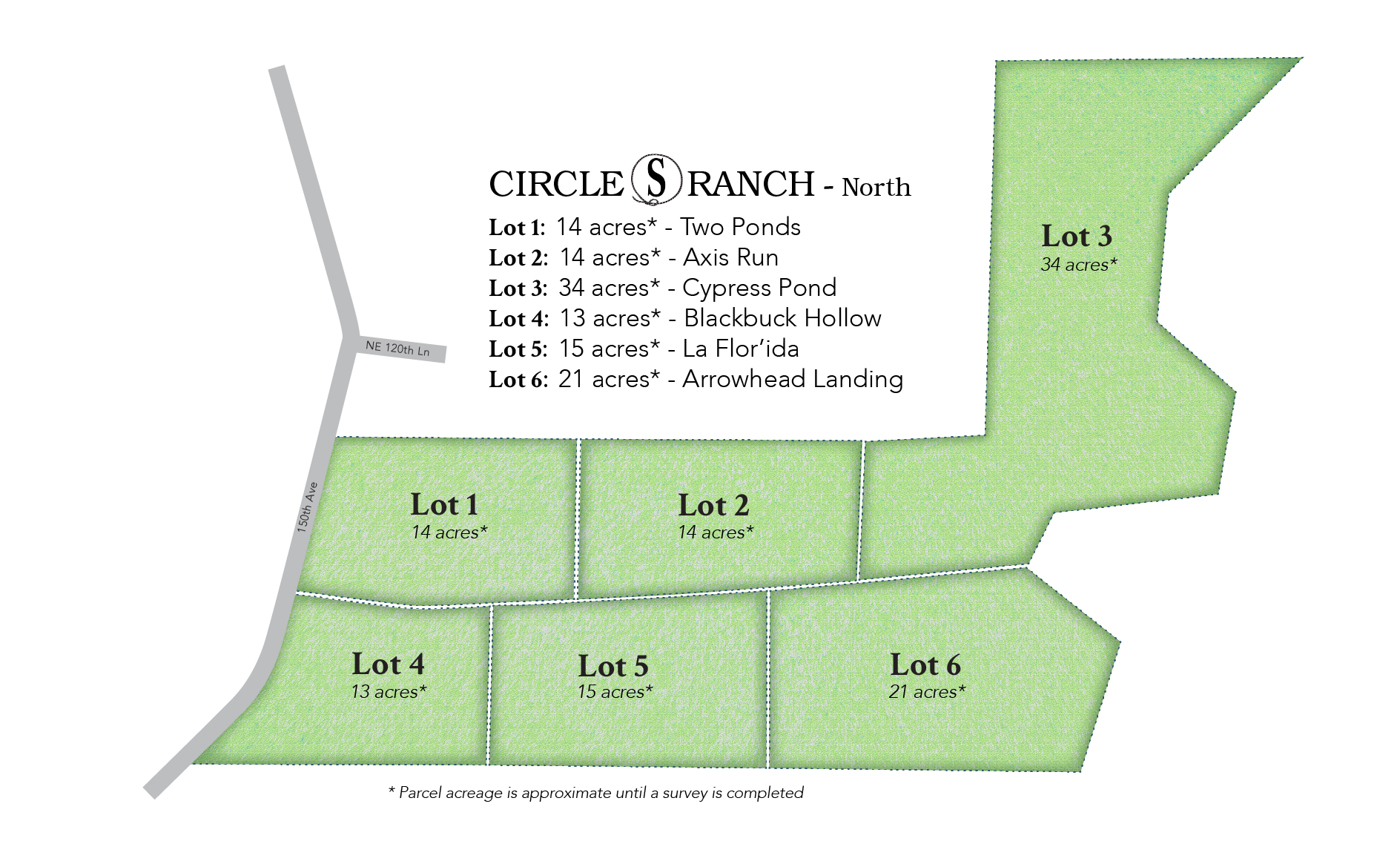 A map of Circle S Ranch North lots