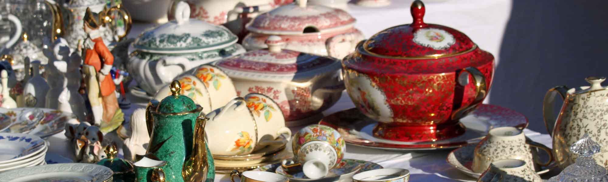 a selection of antique tableware