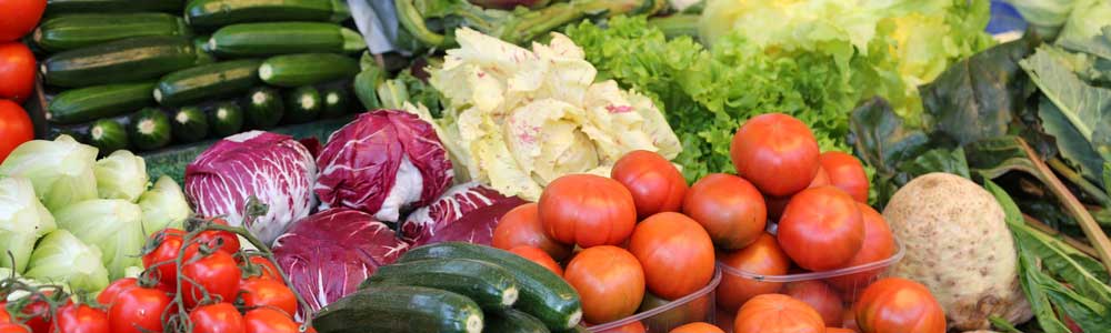 Fresh produce displayed for sale.