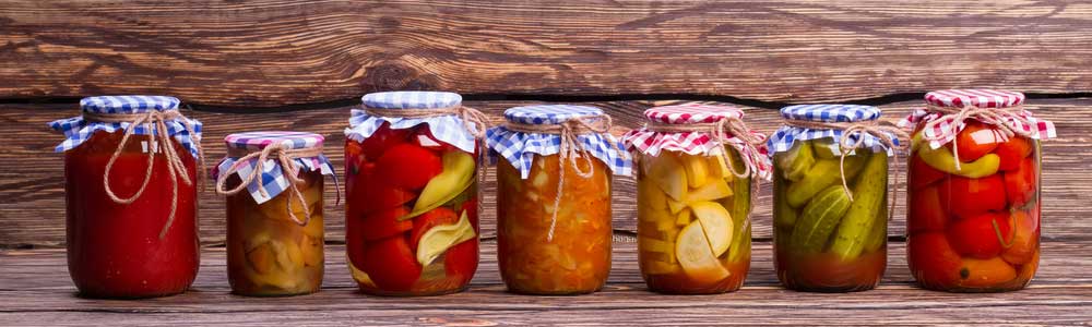 canned vegetables and jams