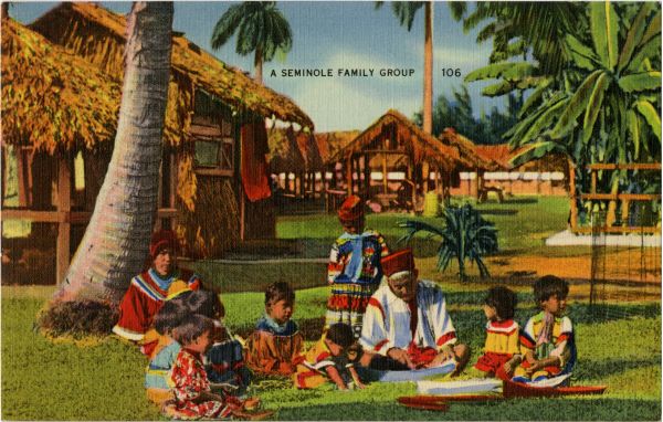 Postcard Collection A Seminole family group. 1948 (circa).